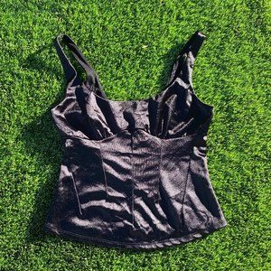 Black Satin Corset Top Size Medium
